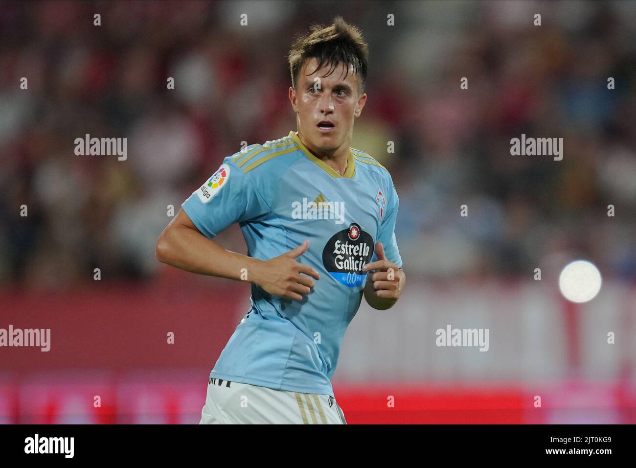 Franco Cervi of RC Celta during the La Liga match between Girona FC and RC Celta played at Montilivi Stadium on August 26, 2022 in Girona, Spain. (Photo by Sergio Ruiz / PRESSIN) Stock Photo