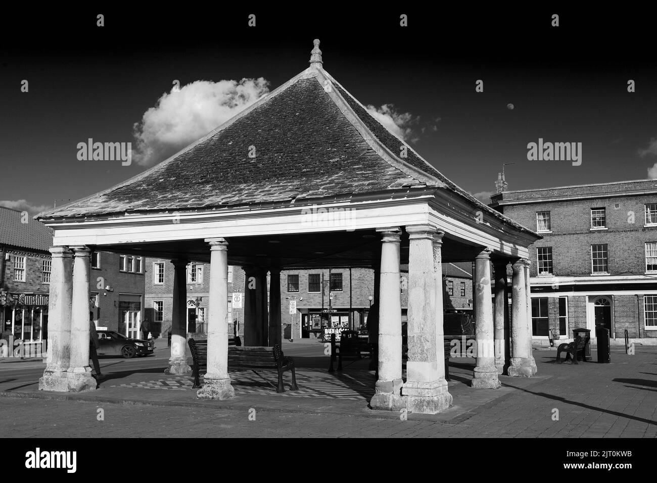 The market square and the Buttercross, Whittlesey town, Cambridgeshire