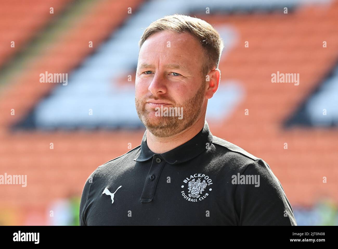 Richard O’Donnell Assistant Head Coach of Blackpool arrives at Bloomfield Road Stock Photo