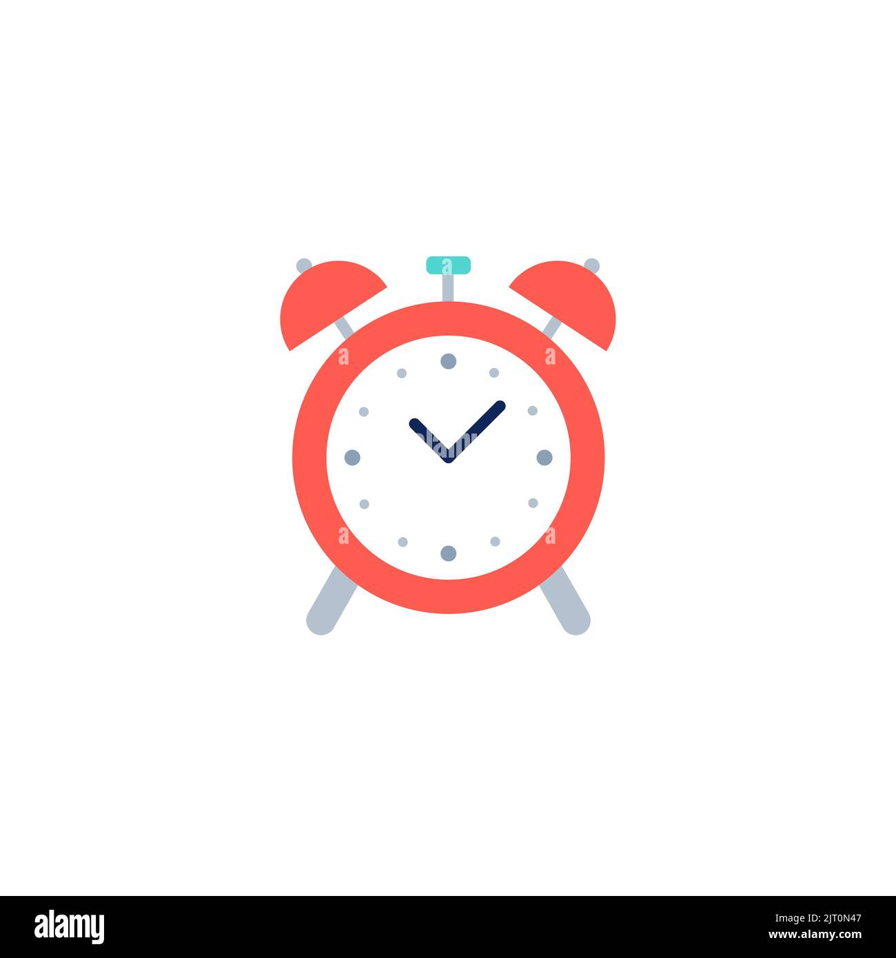 Alarm clock minimalist icon. Colorful filled pictogram. Desktop clock