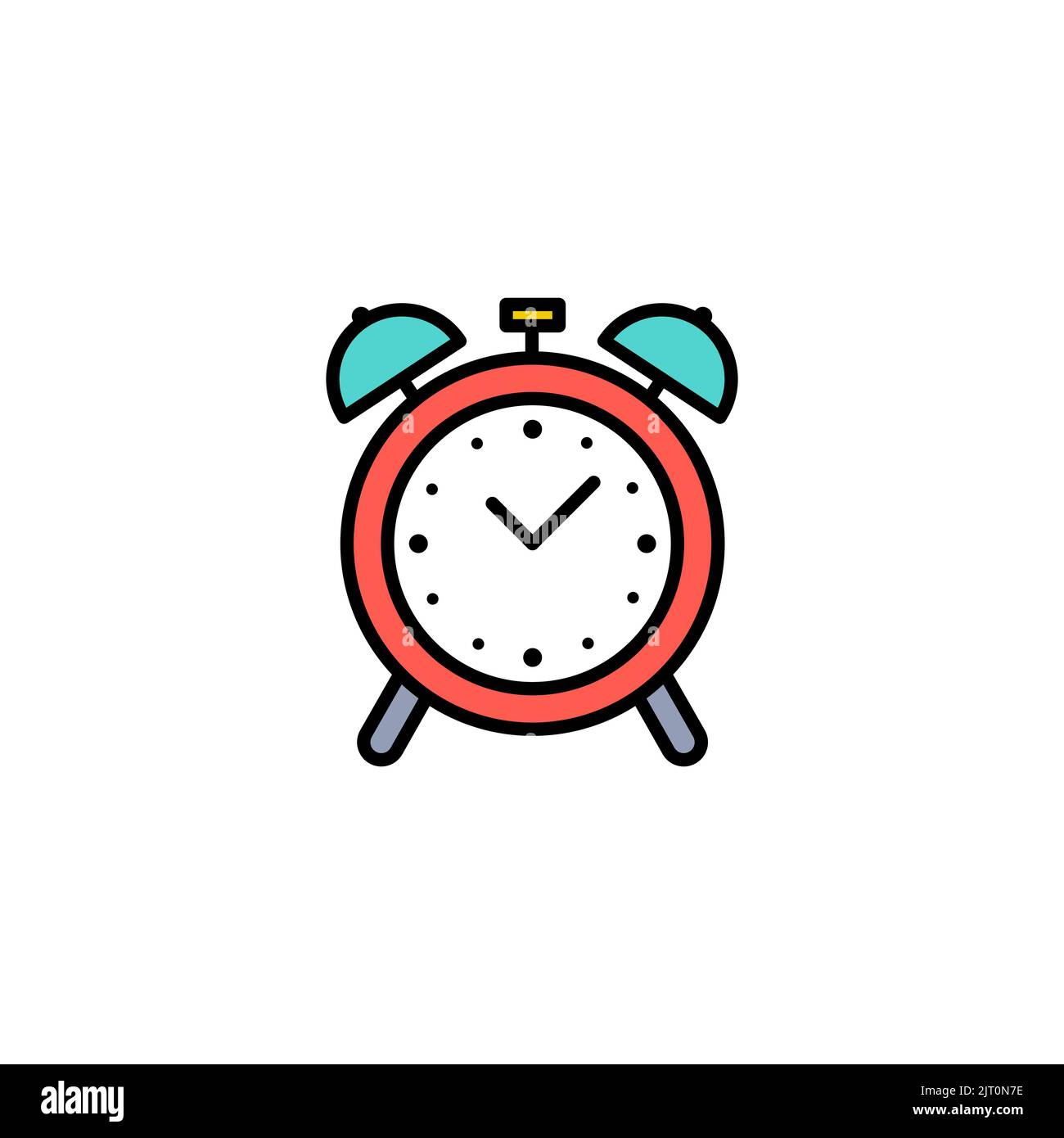 Alarm clock minimalist icon. Colorful filled pictogram. Desktop clock