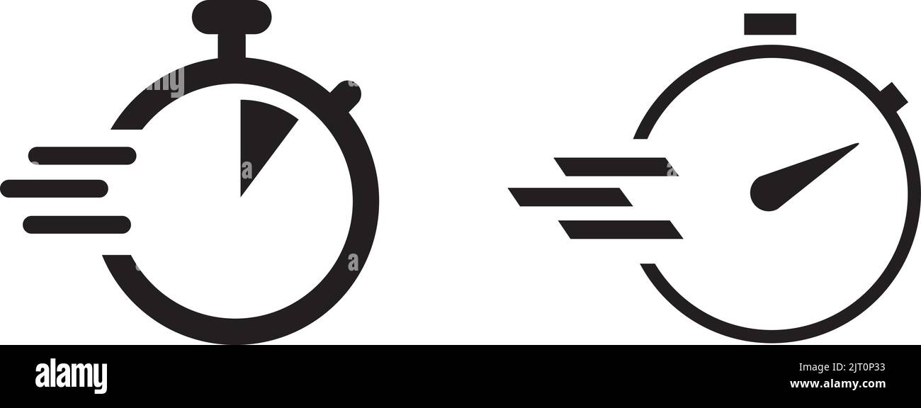 A stopwatch icon for the shortest time limit in black and white Stock