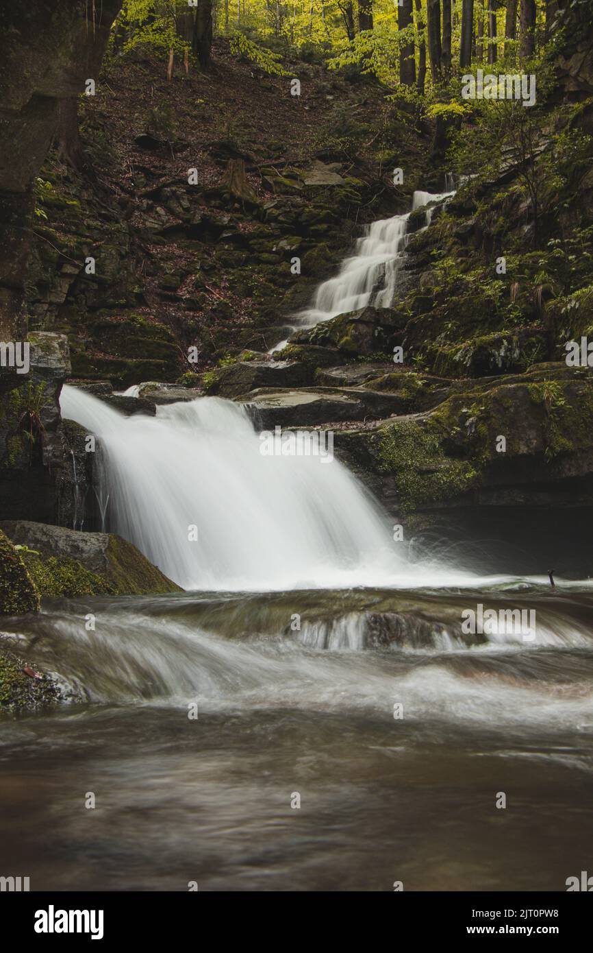 Famous Satiny waterfalls. Breathtaking, untouched nature around the