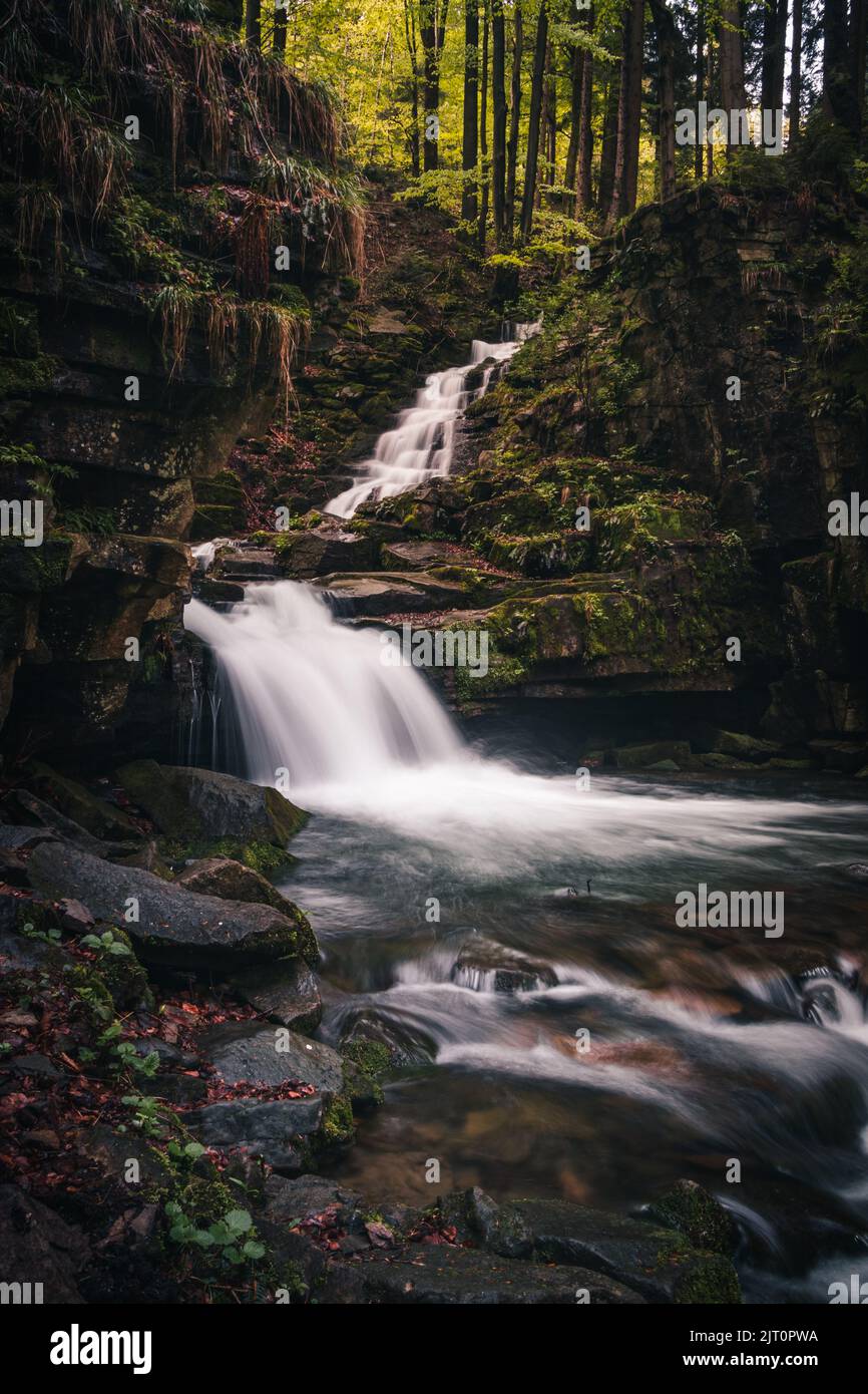 Famous Satiny waterfalls. Breathtaking, untouched nature around the