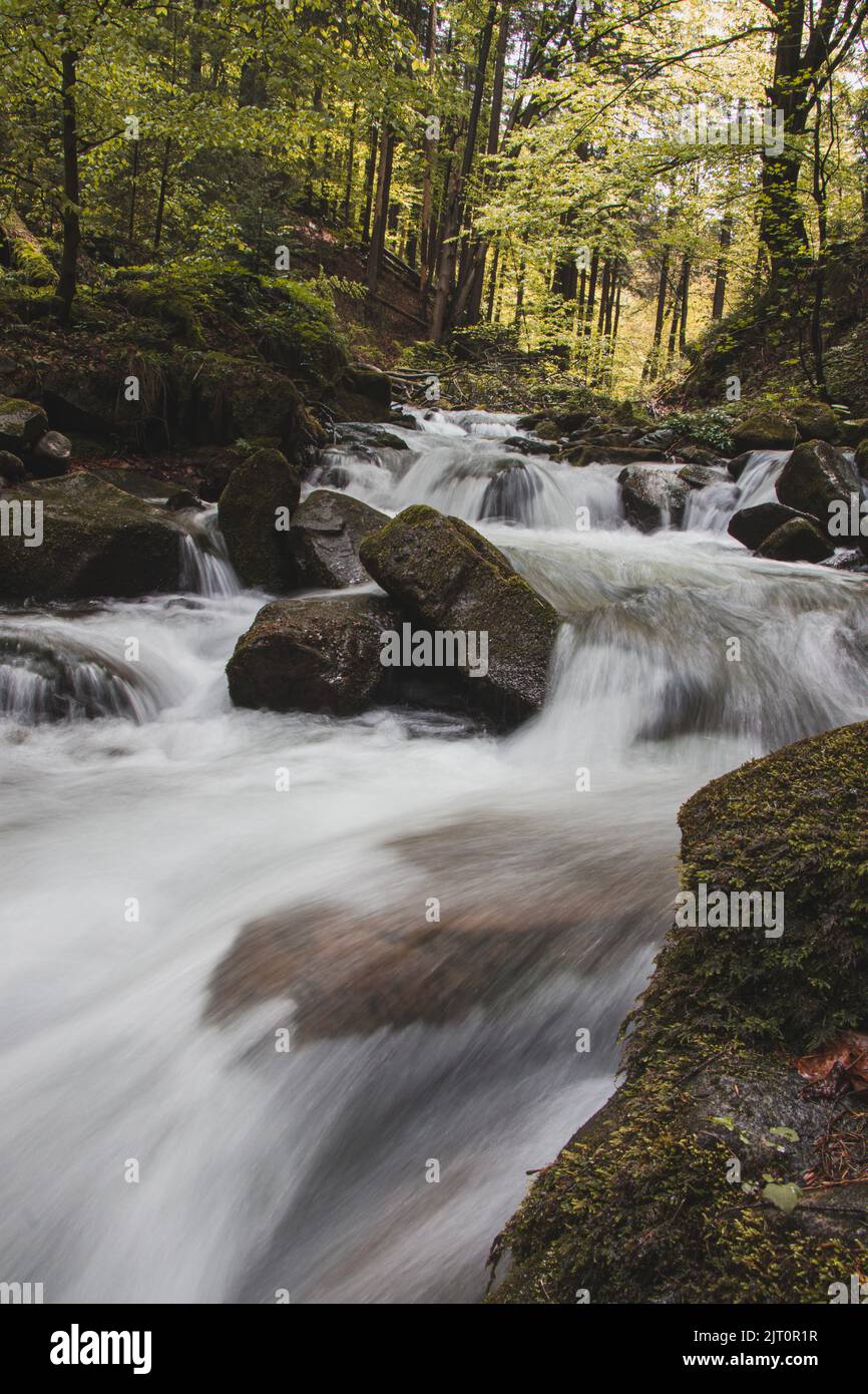 Famous Satiny waterfalls. Breathtaking, untouched nature around the