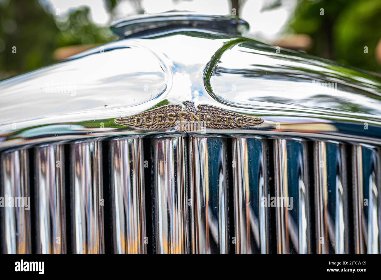 Highlands, NC June 11, 2022 Close up detail view of a 1929 Duesenberg JMurphy Convertible