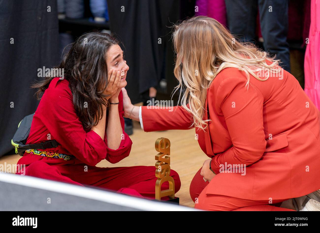 Lara Ricote reacts after winning the Dave's Edinburgh Comedy Best