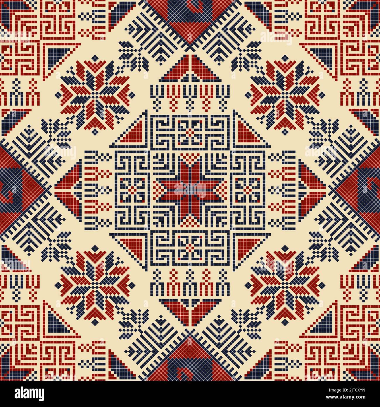 Embroidery Tatreez Pattern Palestinian Fashion Vector Ornament Stock Embroidery Tatreez Pattern Palestinian Fashion Vector Ornament Stock