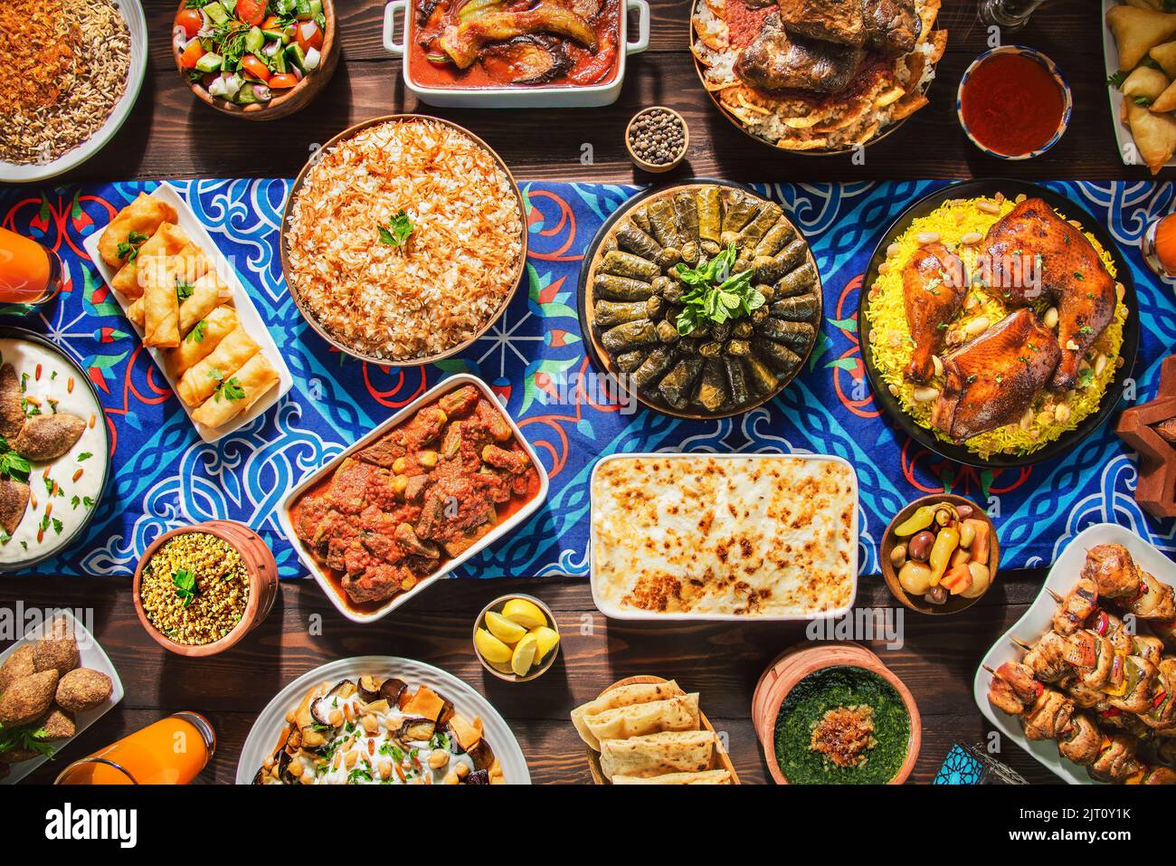 Arabic Cuisine Middle Eastern traditional lunch. It's also Ramadan