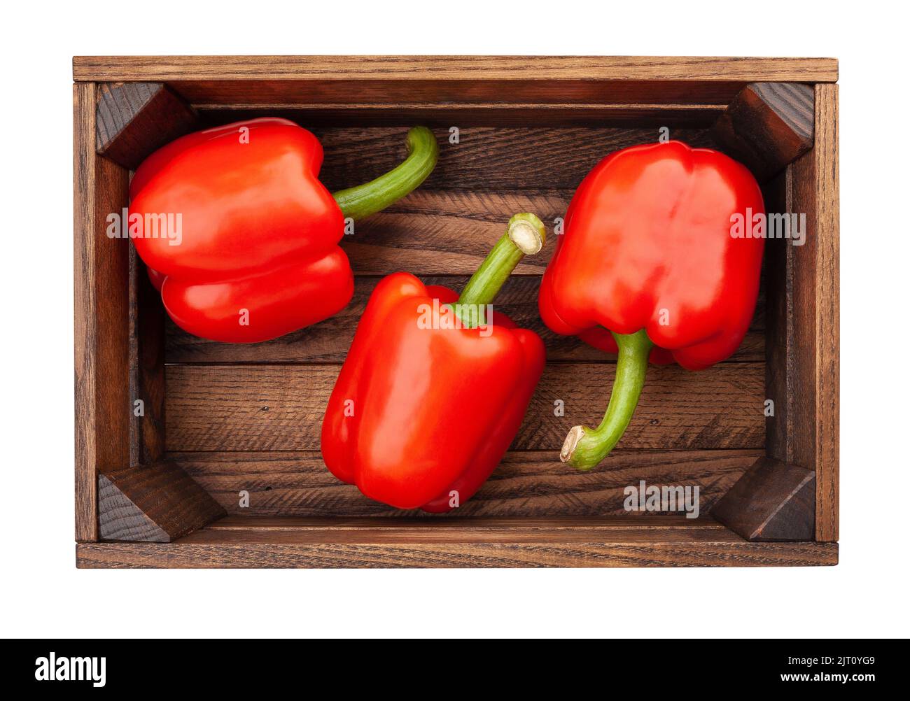 bell pepper in a box path isolated on white Stock Photo