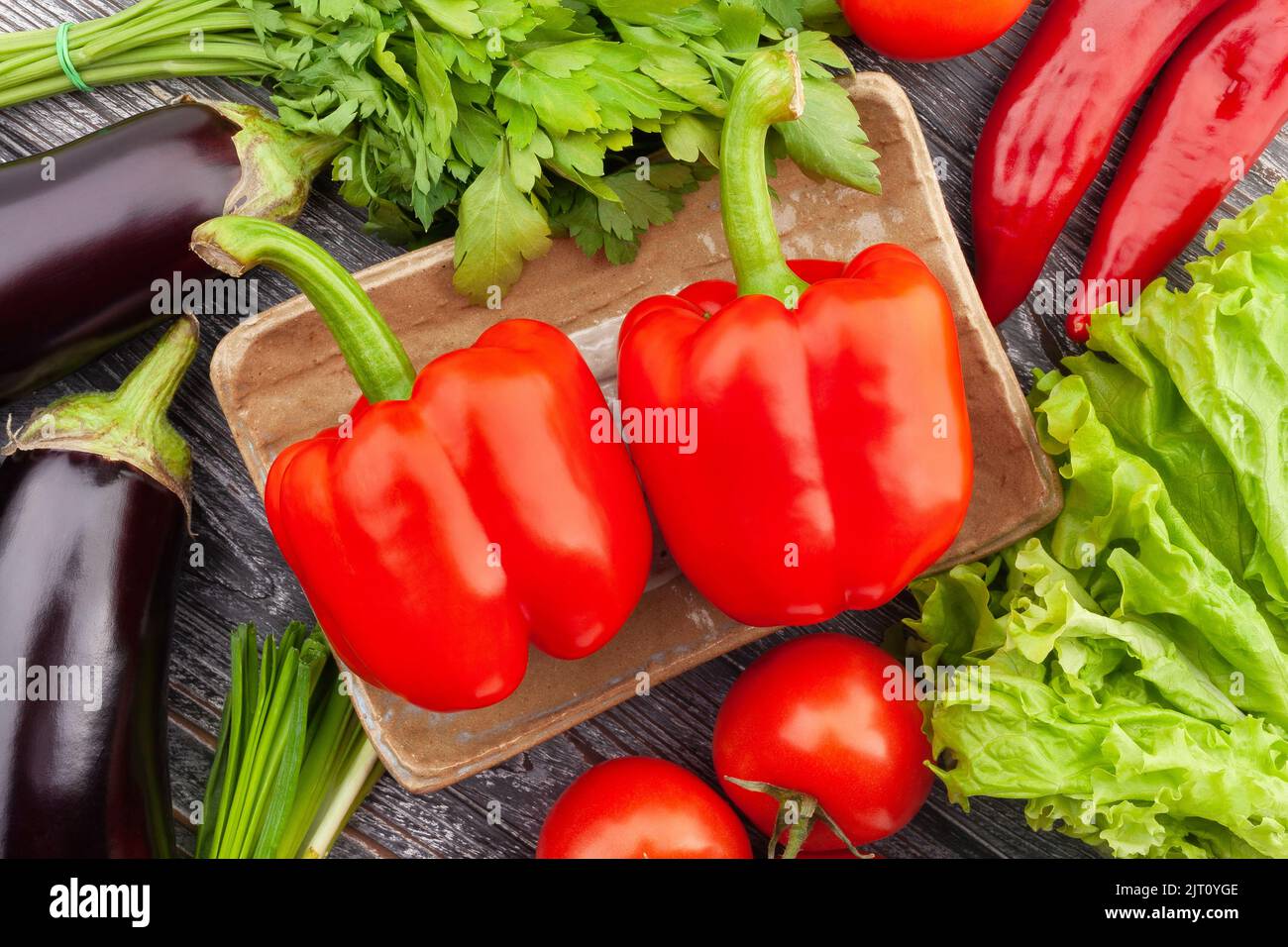 bell pepper on wood background Stock Photo