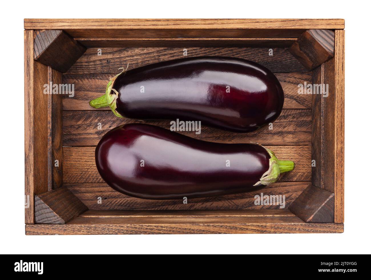 eggplant in a box path isolated on white Stock Photo