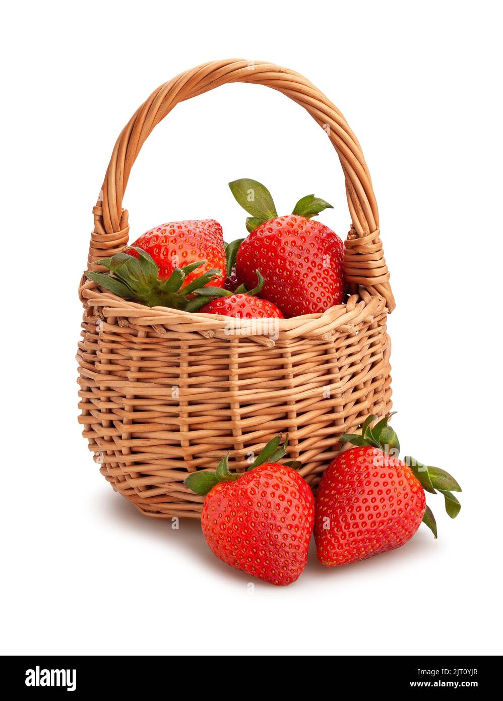 strawberry in a basket path isolated on white Stock Photo