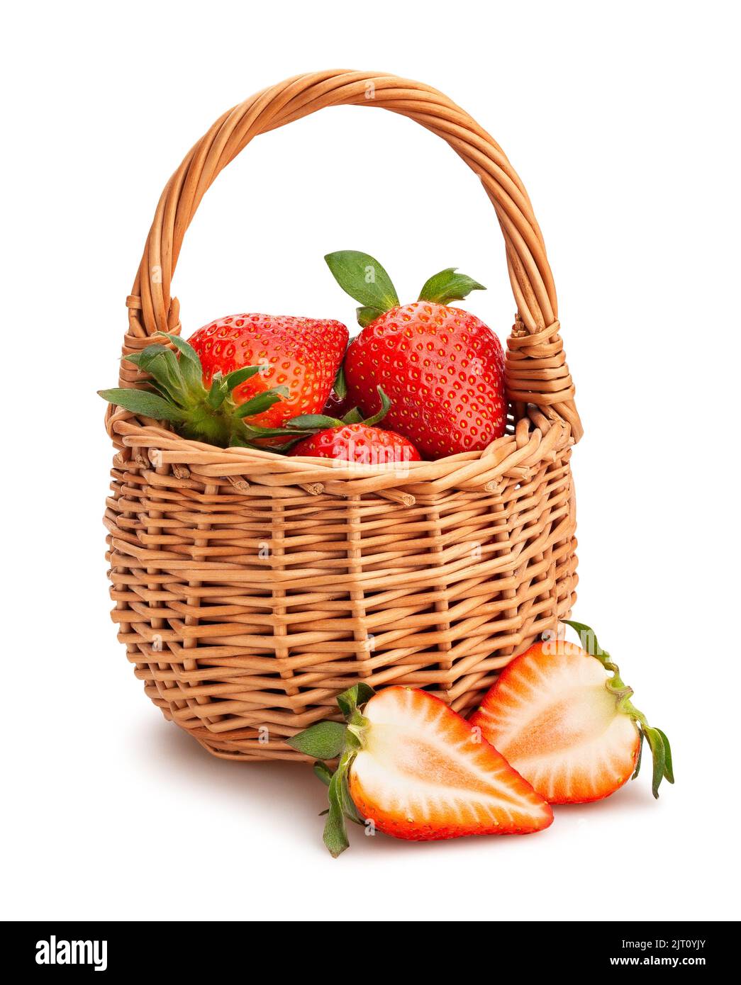 strawberry in a basket path isolated on white Stock Photo Alamy