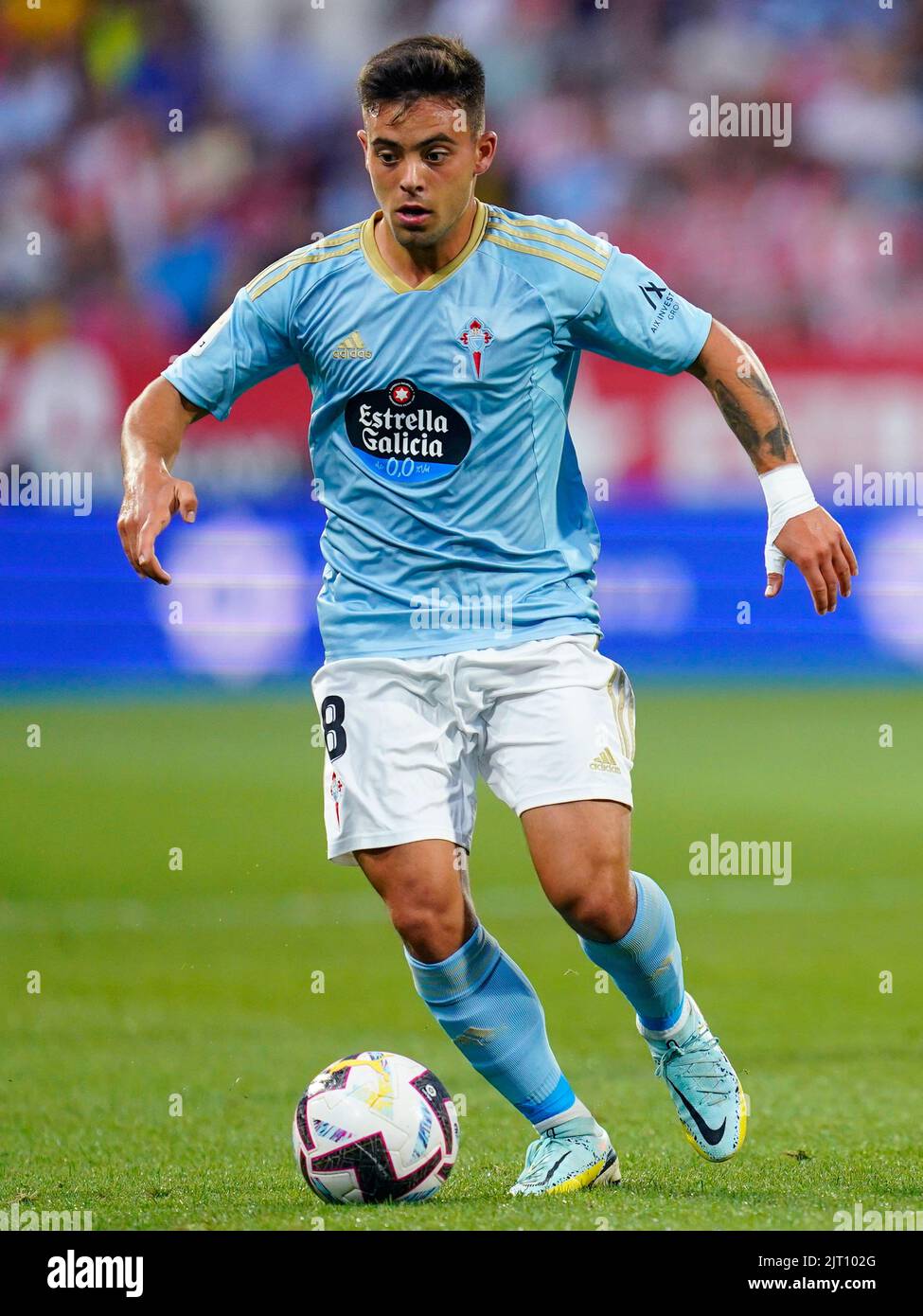 Fran Beltran of RC Celta during the La Liga match between Girona FC and RC Celta played at Montilivi Stadium on August 26, 2022 in Girona, Spain. (Photo by Sergio Ruiz / PRESSIN) Stock Photo