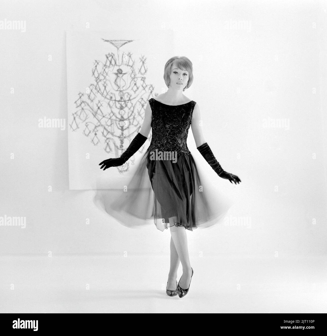 In the 1960s. A fashion model in a typical 1960s dress. Sweden 1960s Stock Photo