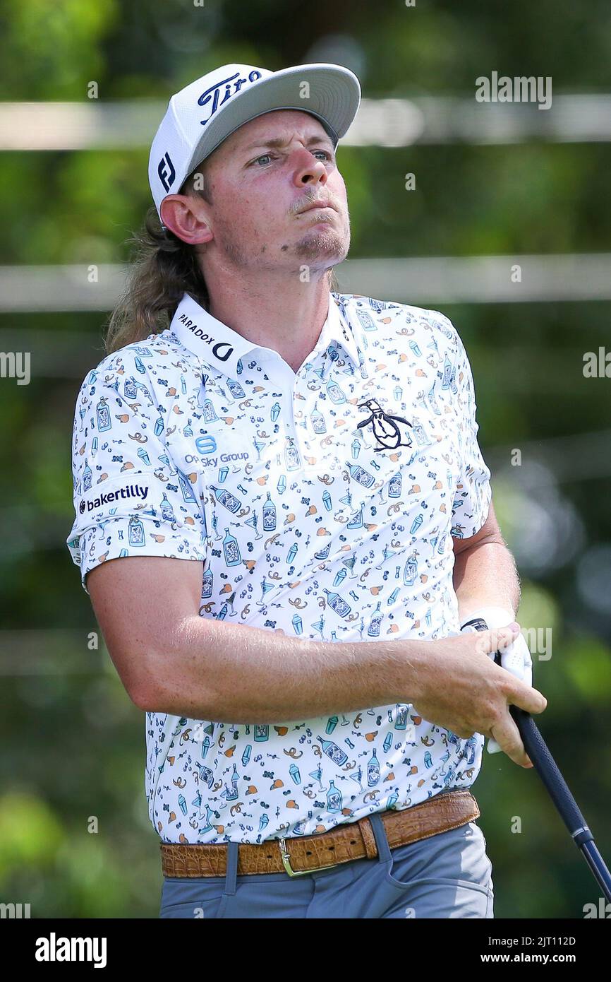 Atlanta, Georgia, USA. 26th Aug, 2022. Cameron Smith watches his tee ...
