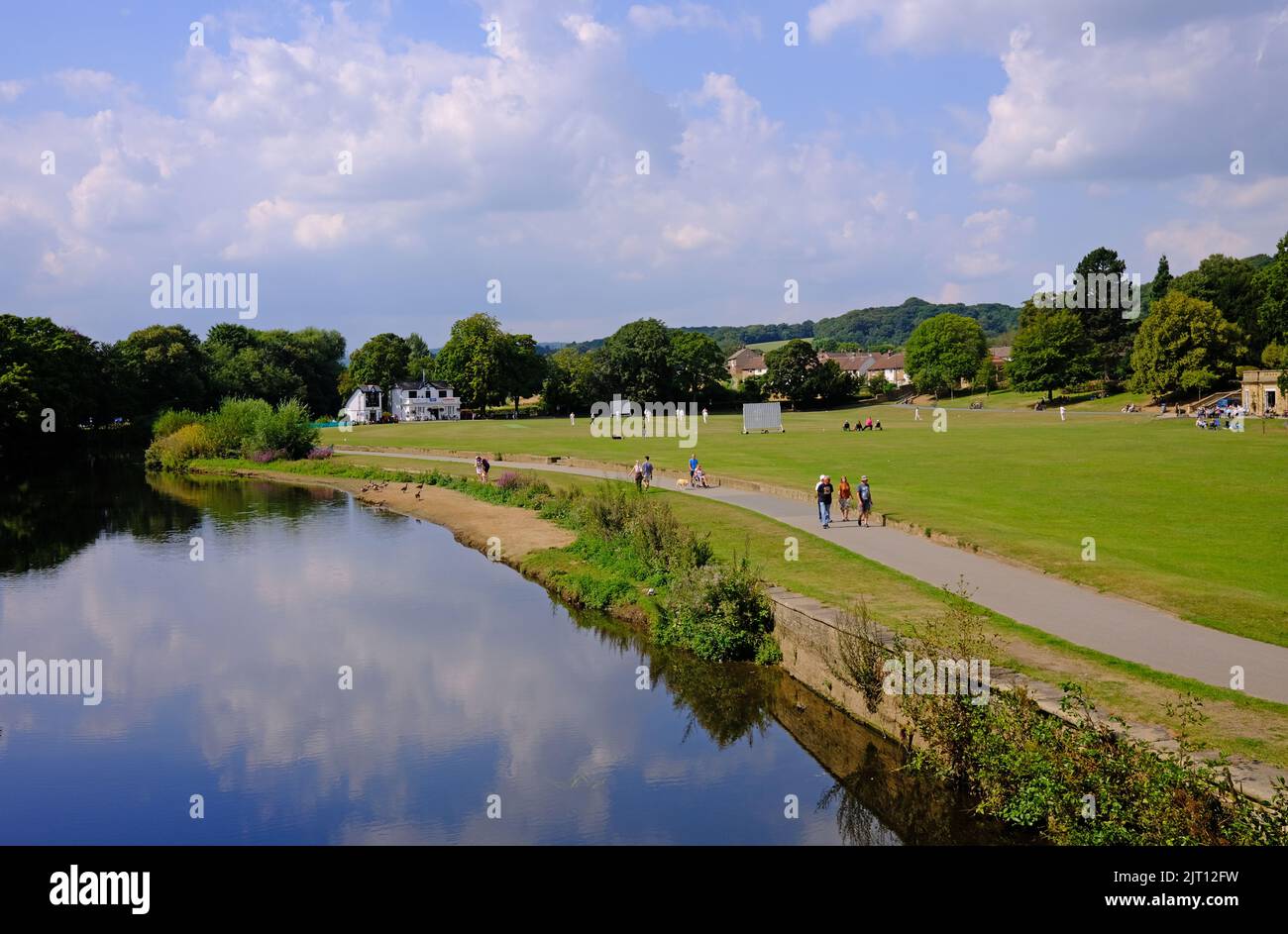 Saltaire, the river Aire by Roberts park, Yorkshire Stock Photo