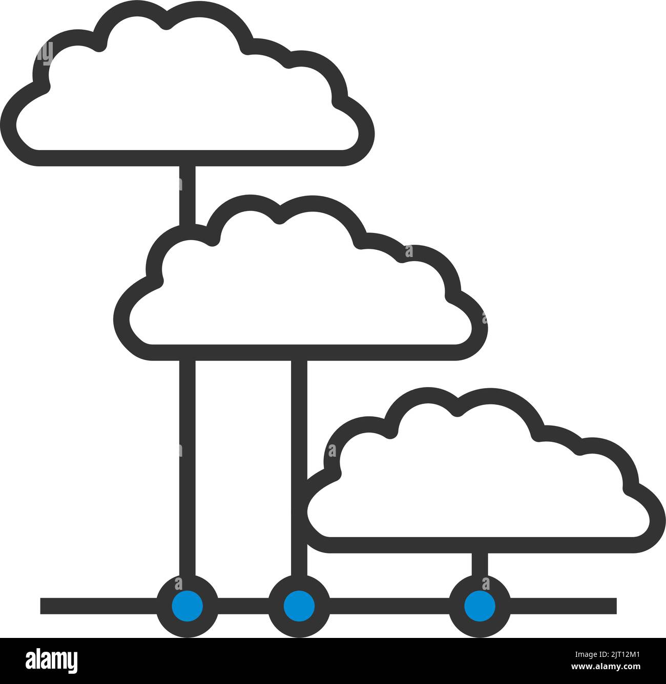 Cloud Network Icon. Editable Bold Outline With Color Fill Design ...