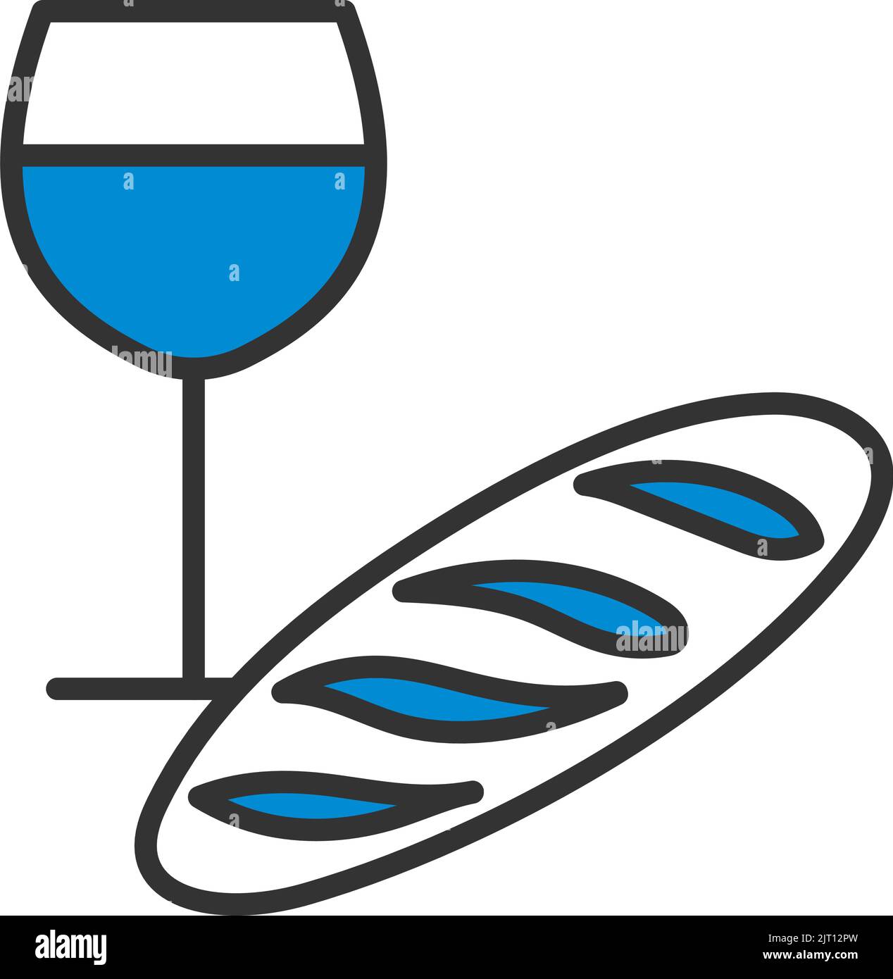 Easter Wine And Bread Icon. Editable Bold Outline With Color Fill ...