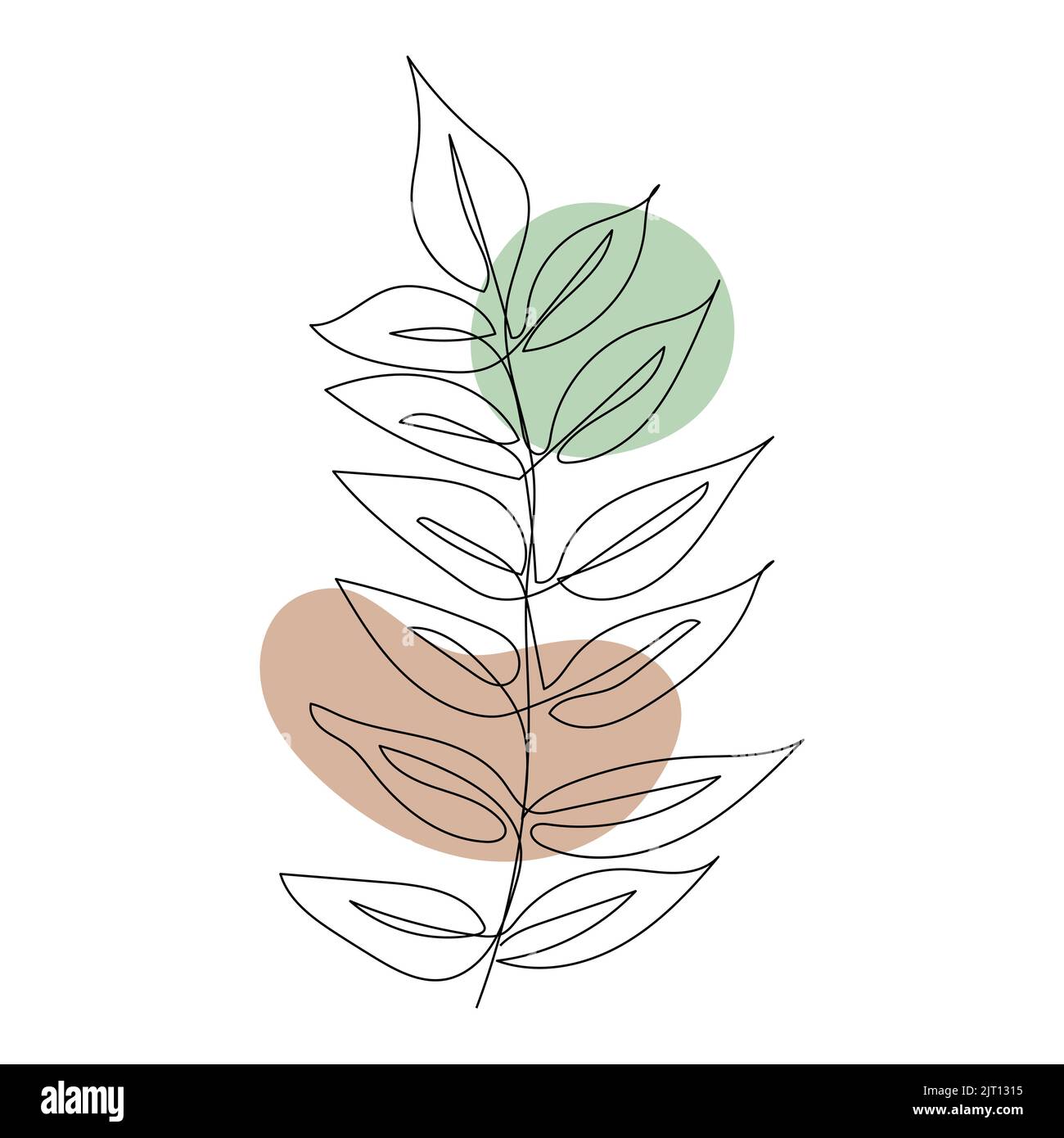 Plant leaves line art. Contour drawing. Minimalism art. Stock Vector