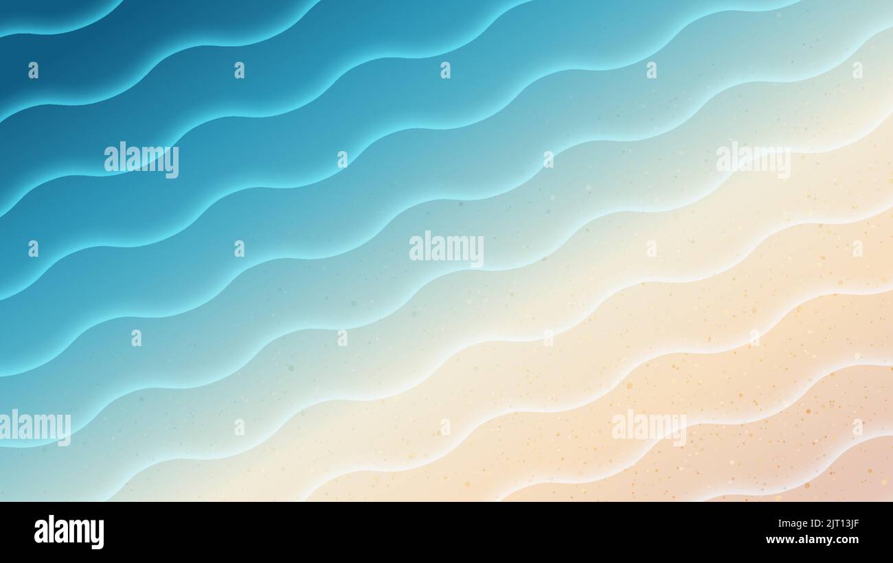 Beach sand and wave blue sea nature background. Vector illustration Stock Vector