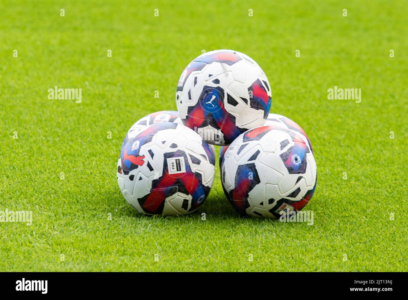 Balls of the game during the Sky Bet League 2 match between Walsall and Grimsby Town at the Banks' Stadium, Walsall on Saturday 27th August 2022. (Credit: Gustavo Pantano | MI News) Credit: MI News & Sport /Alamy Live News Stock Photo