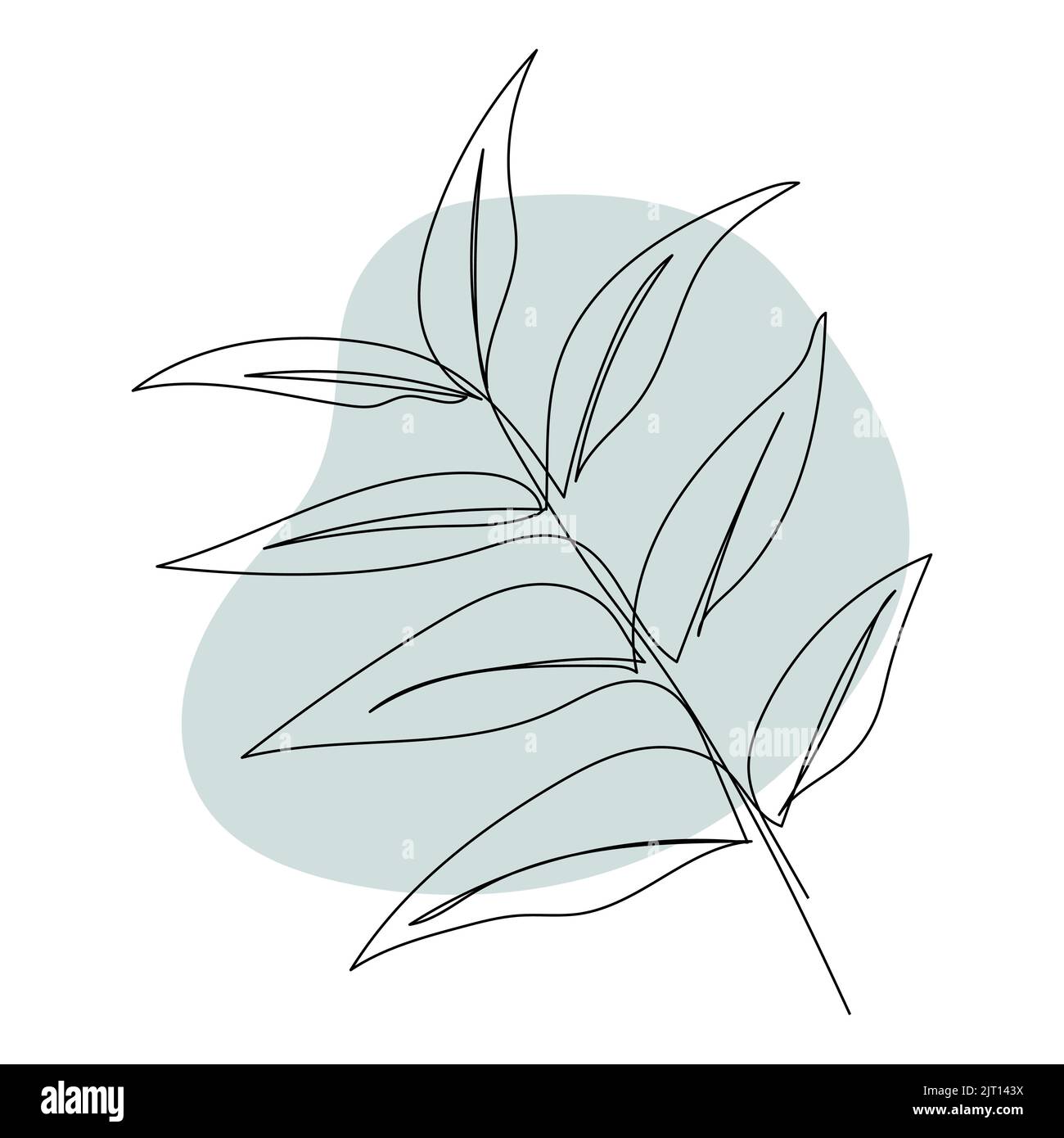 Plant leaves line art. Contour drawing. Minimalism art. Stock Vector