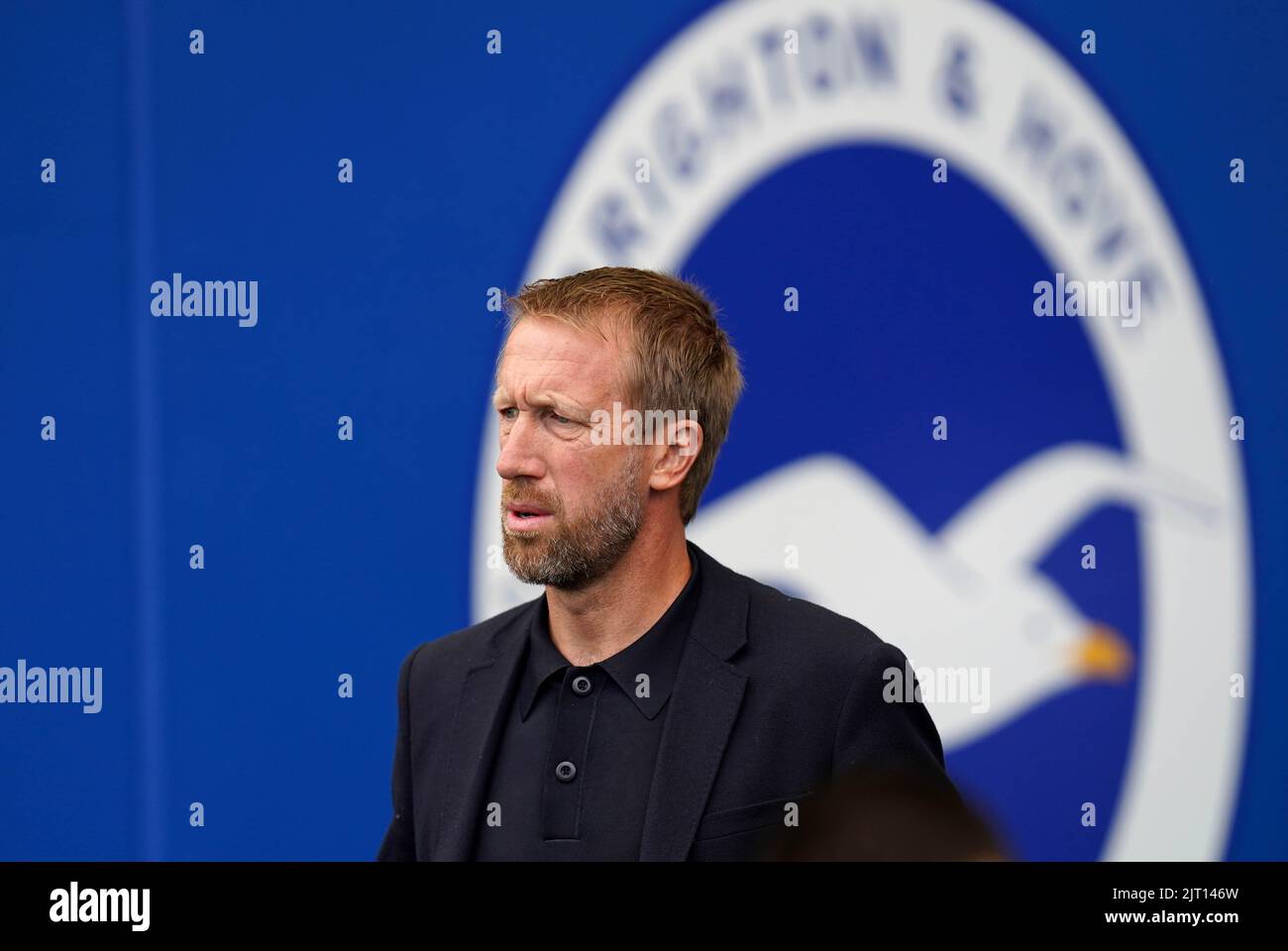 Brighton and Hove Albion manager Graham Potter during the Premier League match at the AMEX Stadium, Brighton. Picture date: Saturday August 27, 2022. Stock Photo