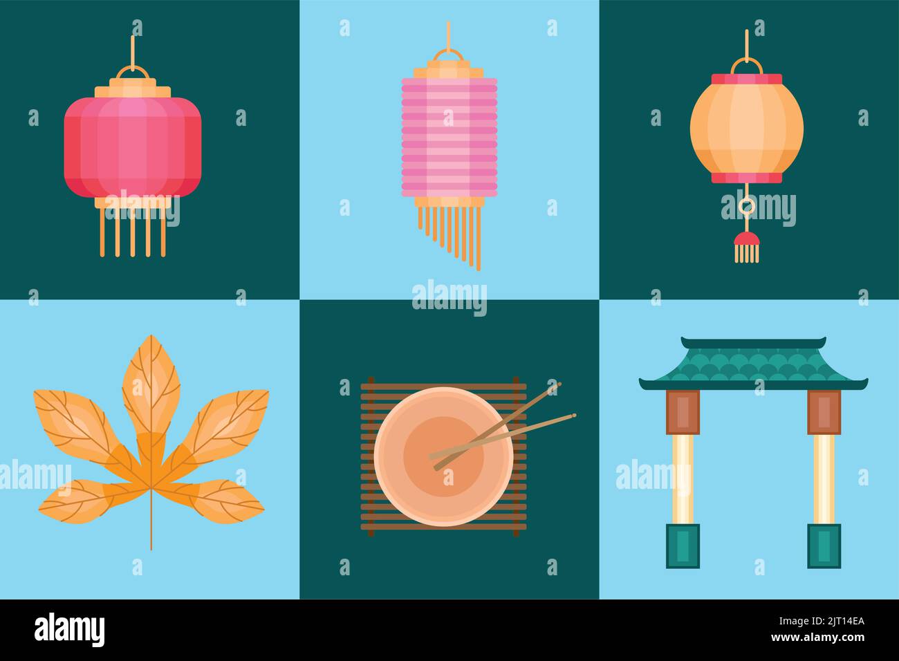 six chuseok celebration set icons Stock Vector Image & Art - Alamy