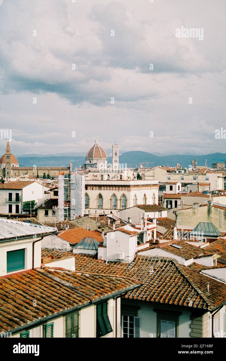 Domes of the Cathedral of Santa Maria del Fiore over the roofs of old ...