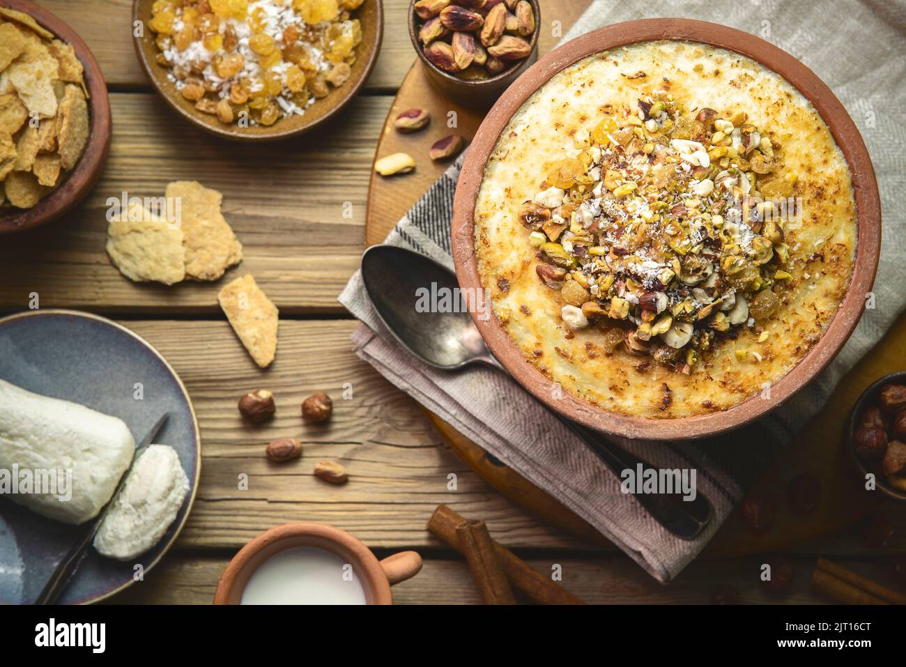 Arabic Cuisine; Traditional Egyptian dessert &amp;quot;Om Ali&amp;quot; or &amp;quot;Umm Ali&amp;quot; of ...