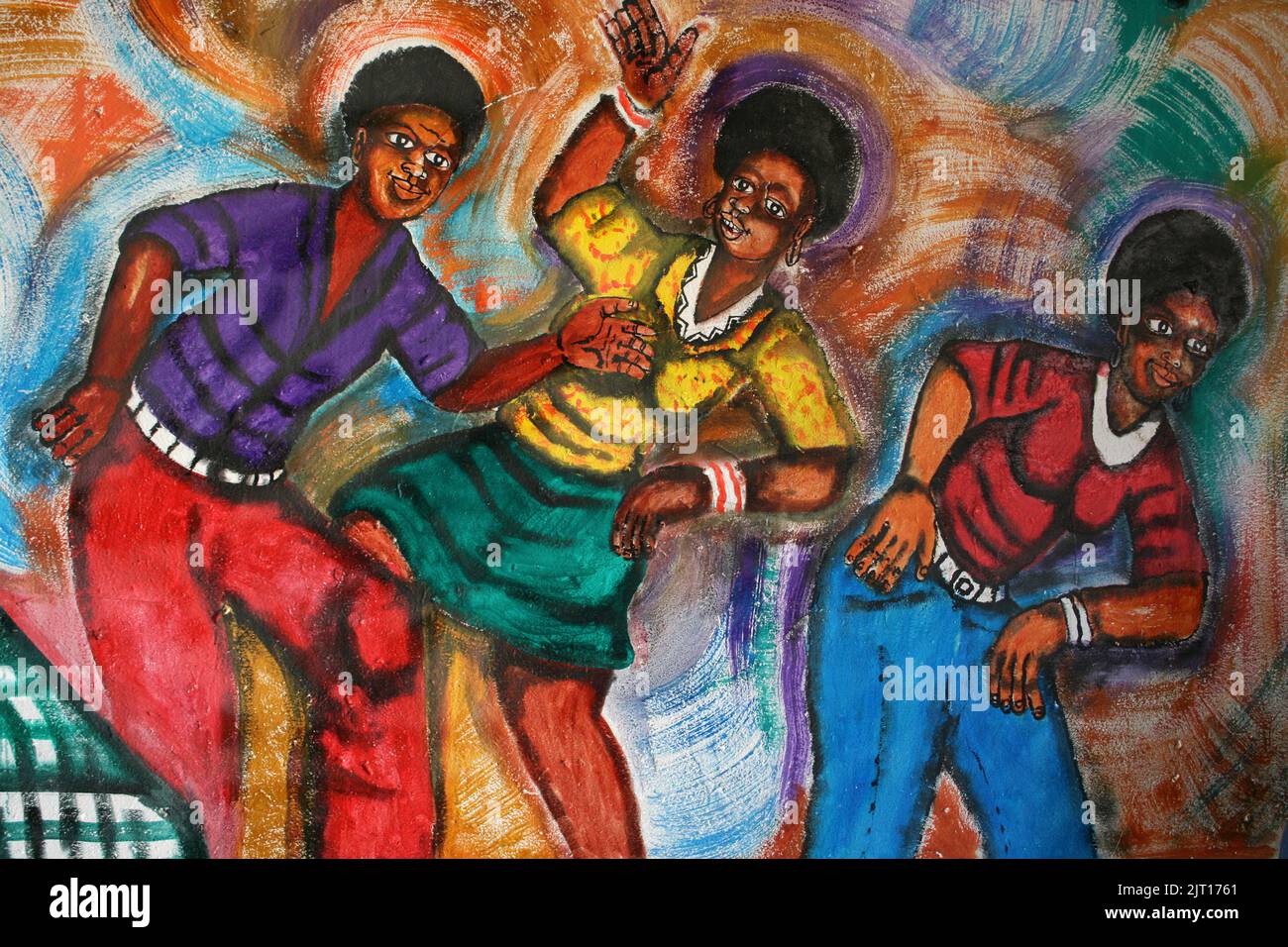 Africans Dancing Art, Pub Soweto, Johannesburg, Gauteng, South Africa Stock Photo