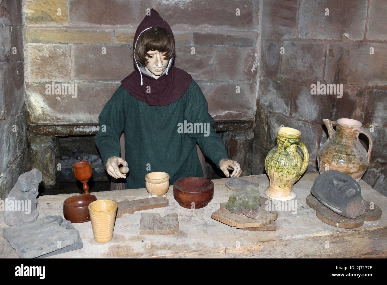 Apothecary Display in the undercroft of the former Benedictine Monastery - Birkenhead Priory now used as a museum Stock Photo