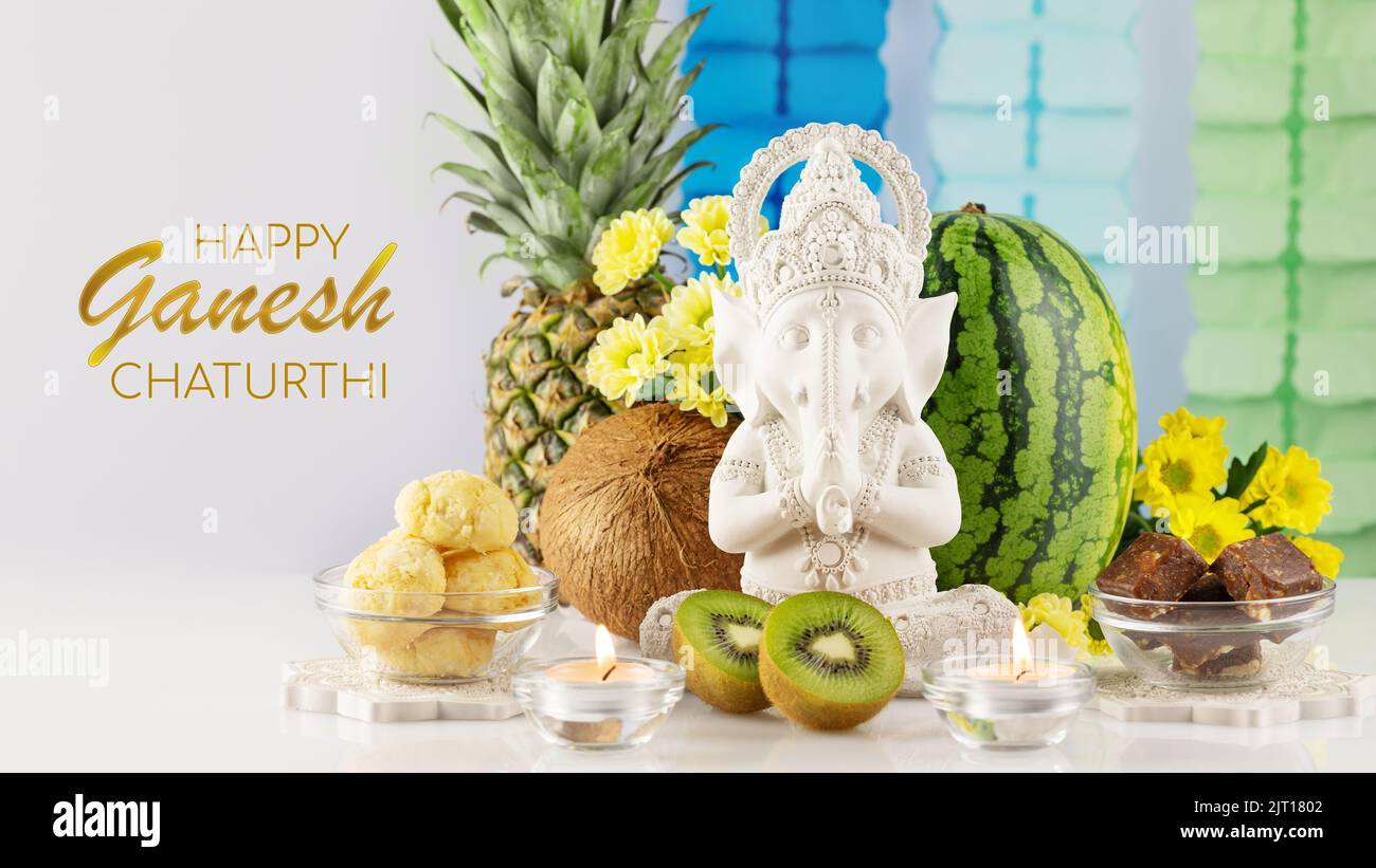 Lord Ganesha , Ganesh festival. Ganesh Chaturthi holiday card with