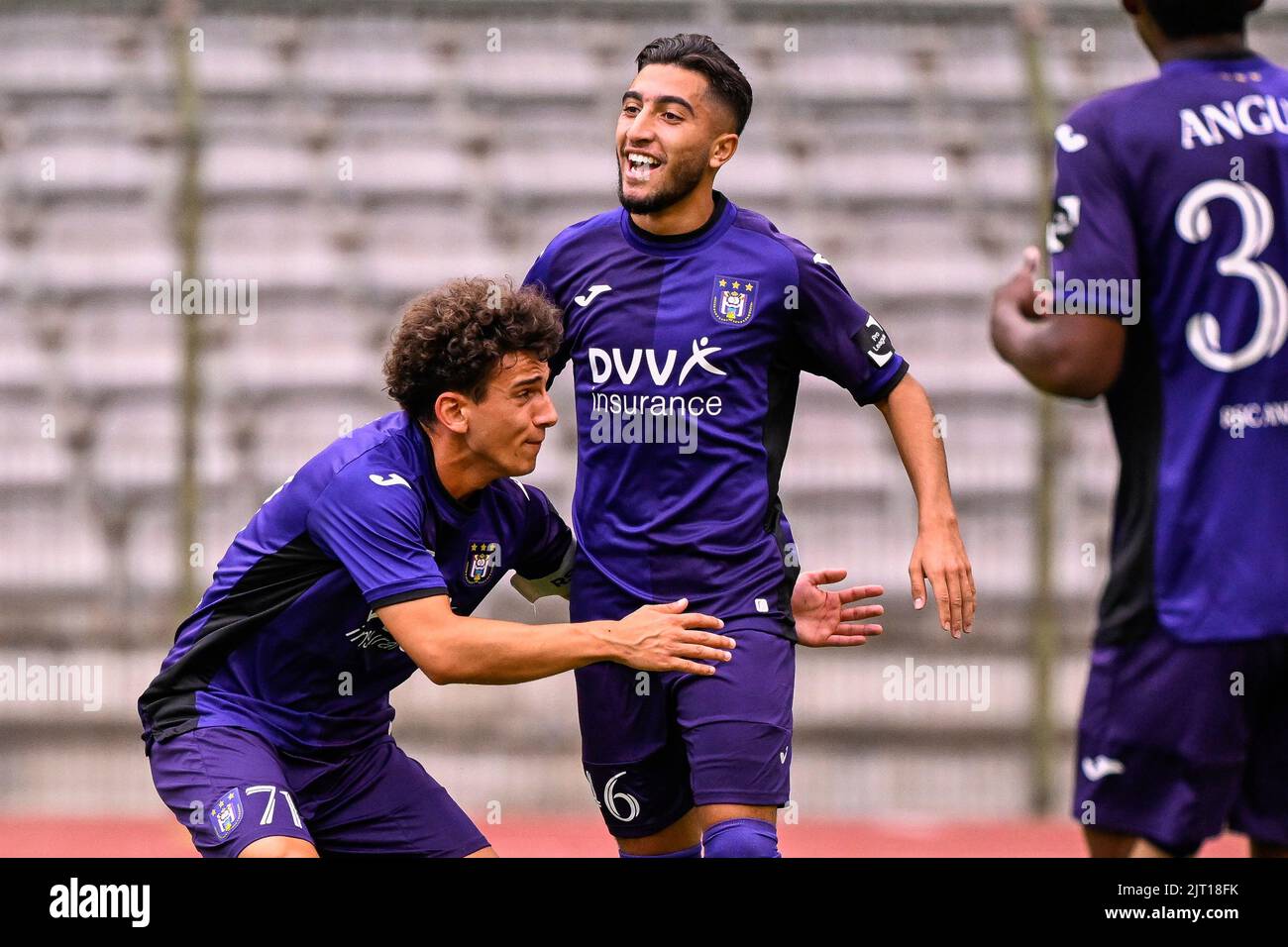 RSCA Futures' David Hubert celebrates after scoring during a soccer match  between RSC Anderlecht, Stock Photo, Picture And Rights Managed Image.  Pic. VPM-43637830