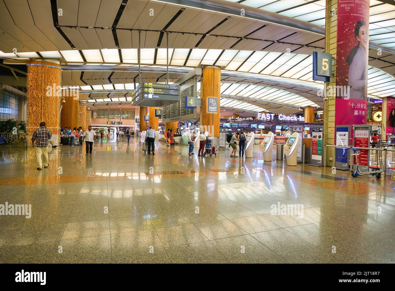 SINGAPORE - CIRCA JANUARY, 2020: interior shot of Terminal 2, Singapore Changi Airport. Changi Airport is a major civilian airport that serves Singapo Stock Photo