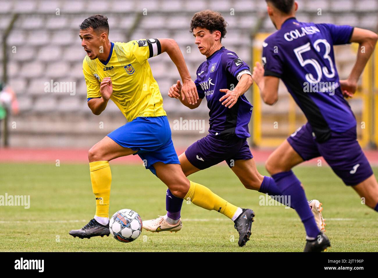 RSCA Futures' David Hubert celebrates after scoring during a soccer match  between RSC Anderlecht, Stock Photo, Picture And Rights Managed Image.  Pic. VPM-43637830