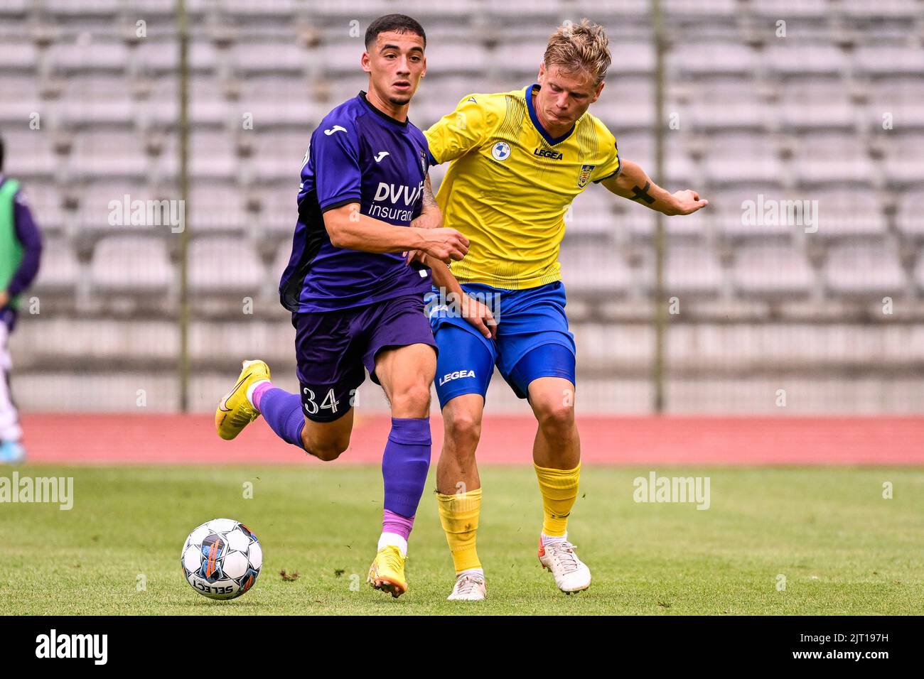 RSCA Futures' Nilson Angulo pictured in action during a soccer match  between RSC Anderlecht Futures (u23) and SK Beveren, Saturday 27 August  2022 in Brussels, on day 3 of the 2022-2023 'Challenger