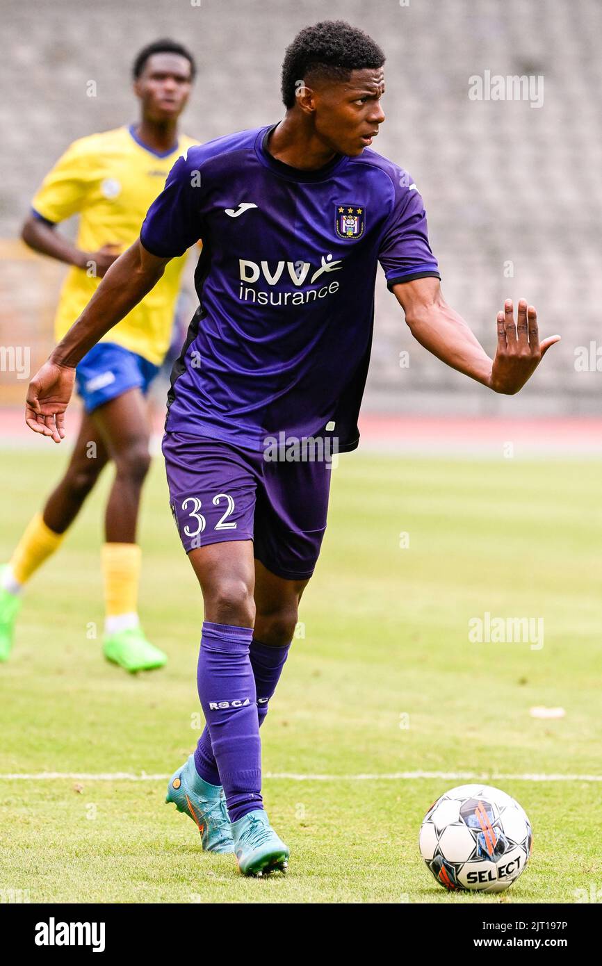 RSCA Futures' Nilson Angulo pictured in action during a soccer match  between RSC Anderlecht Futures (u23) and SK Beveren, Saturday 27 August  2022 in Brussels, on day 3 of the 2022-2023 'Challenger
