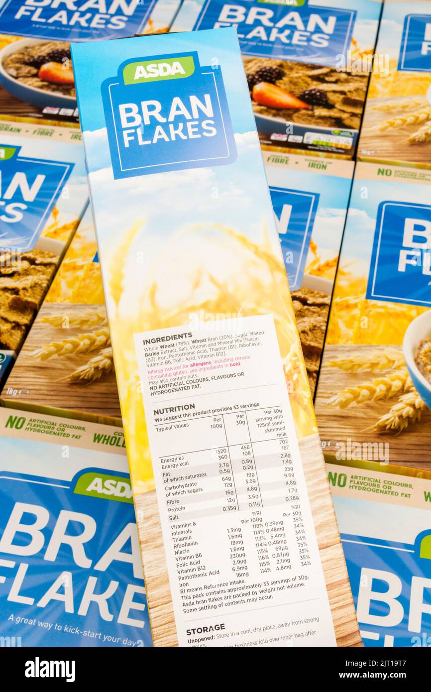ASDA own-label bran flakes ingredient labelling: carbohydrate content ...
