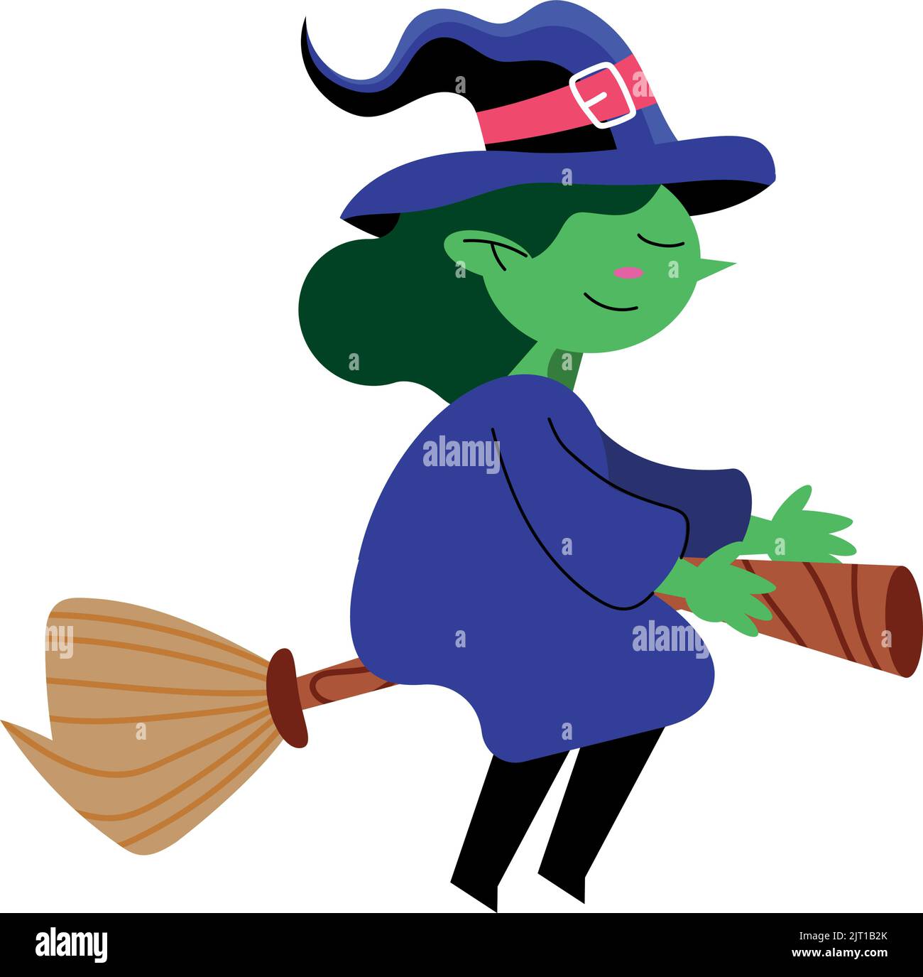 witch flying in broom character Stock Vector Image & Art - Alamy