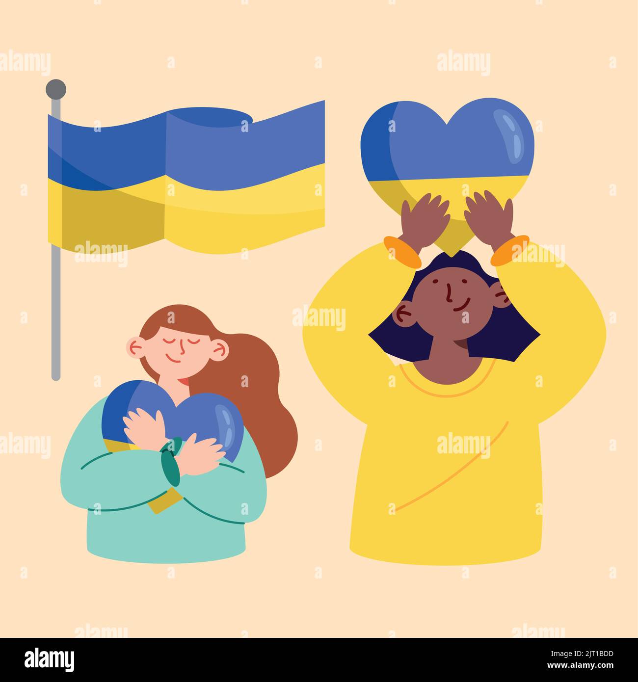 ukrainian women with flags characters Stock Vector Image & Art Alamy