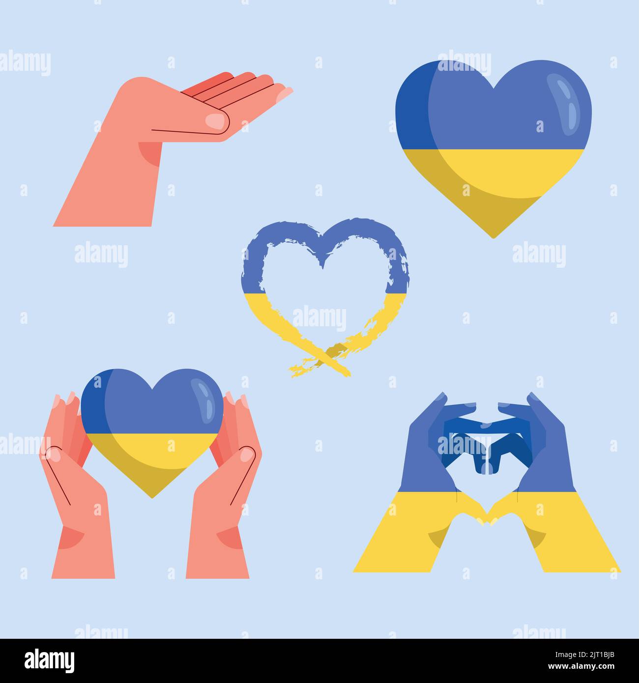 five ukrainian no war set icons Stock Vector