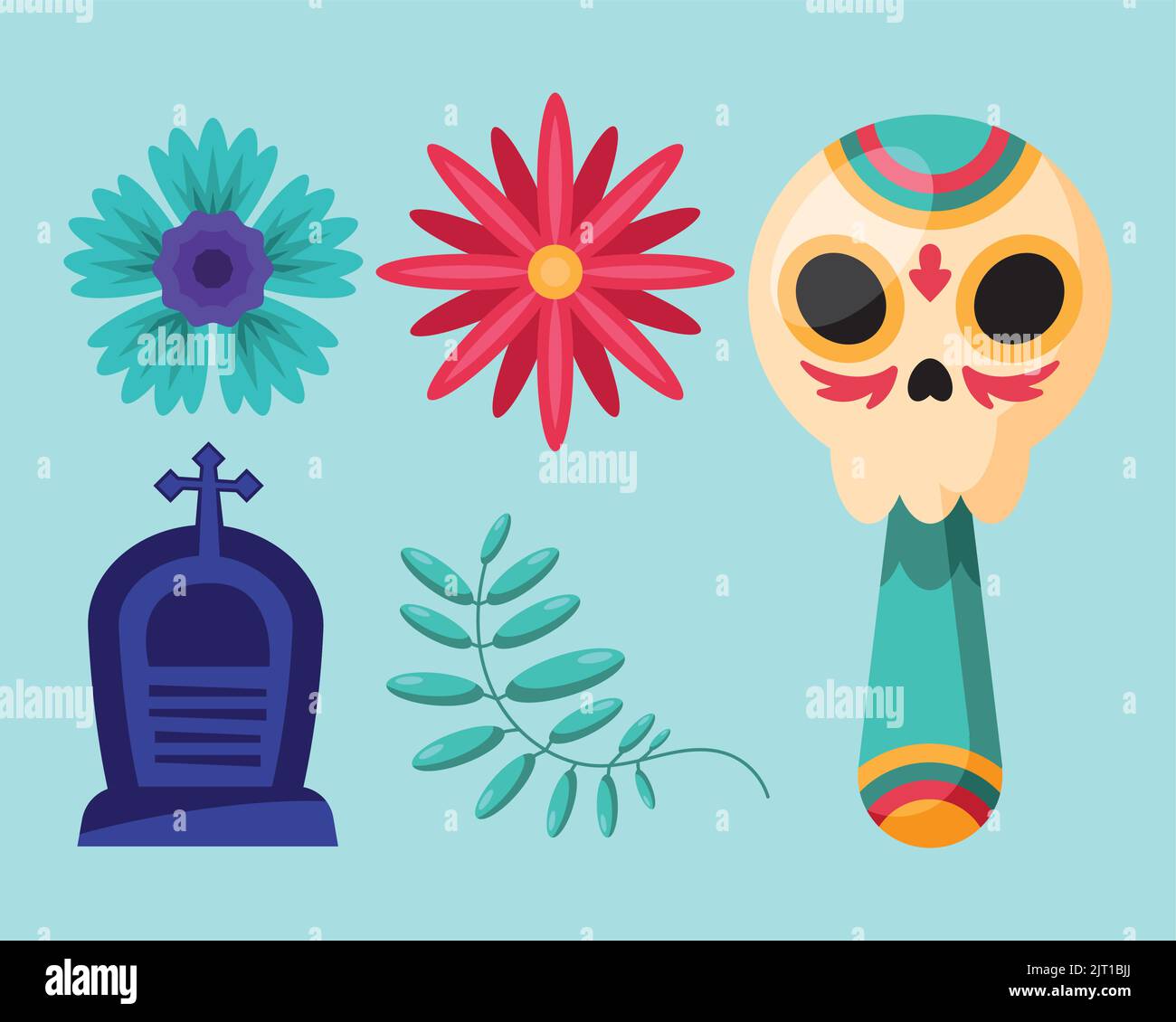 five dia de los muertos set icons Stock Vector