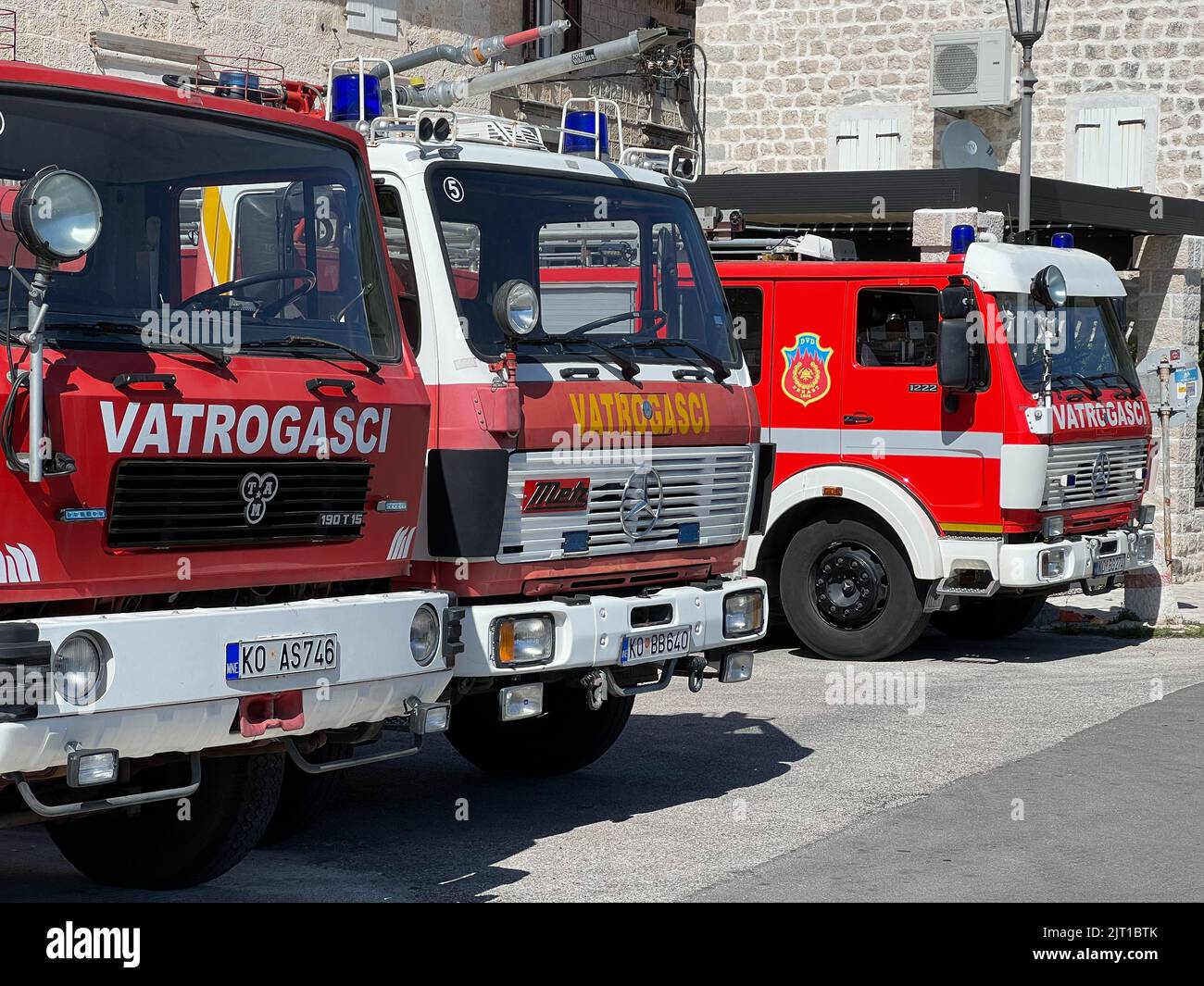 Three red fire trucks hi-res stock photography and images - Alamy