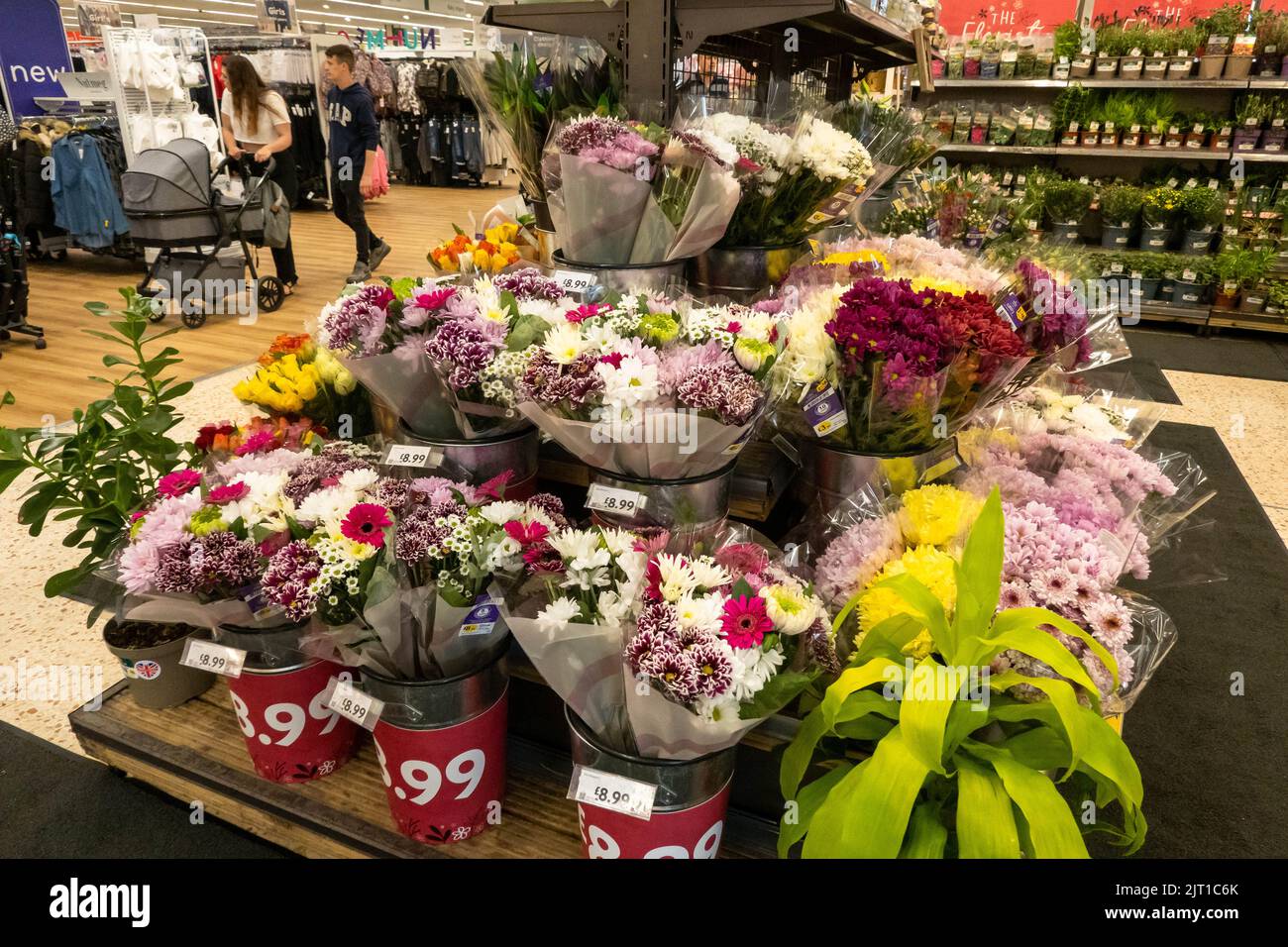 Fresh Flower stall inside Morrisons supermarket at Riverside Retail