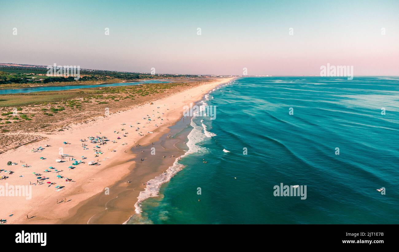 Amazing Aerial Drone Photo Of The Sea beach Located In Tavira Island Amazing Aerial Drone Photo Of The Sea beach Located In Tavira Island