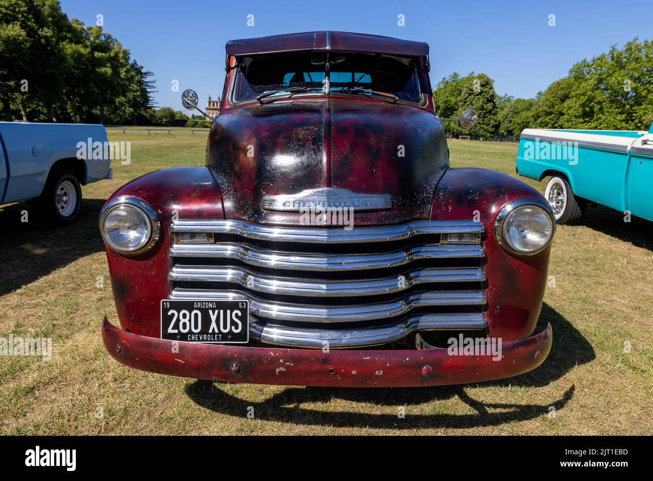 1953 Chevrolet 3100 pickup truck on display at the American Auto Club Rally of the Giants, held at Blenheim Palace on the 10th July 2022 Stock Photo
