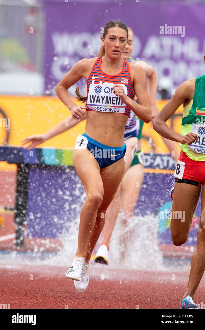 Courtney Wayment of the USA competing in the women’s 3000m steeplechase
